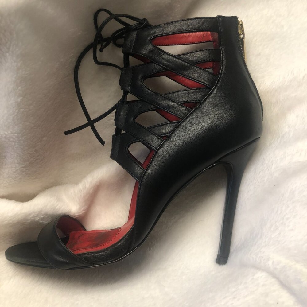 Charles Jourdan 💋 Lace-up Black Heels US 8 - Picture 5 of 15